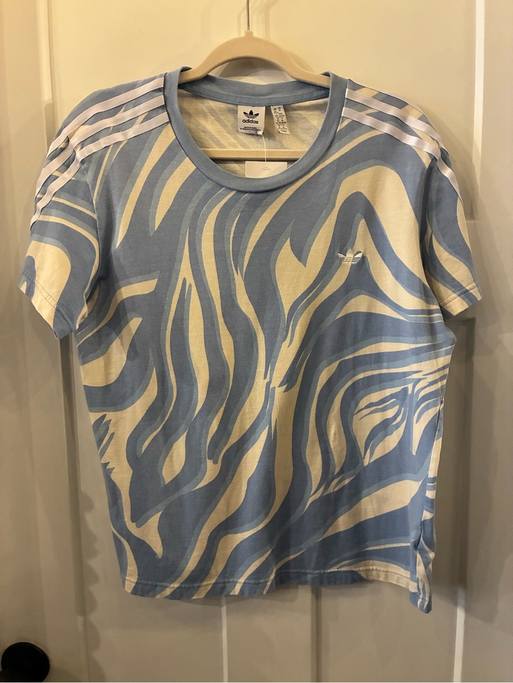 adidas Light Blue & White Swirl Graphic Tee